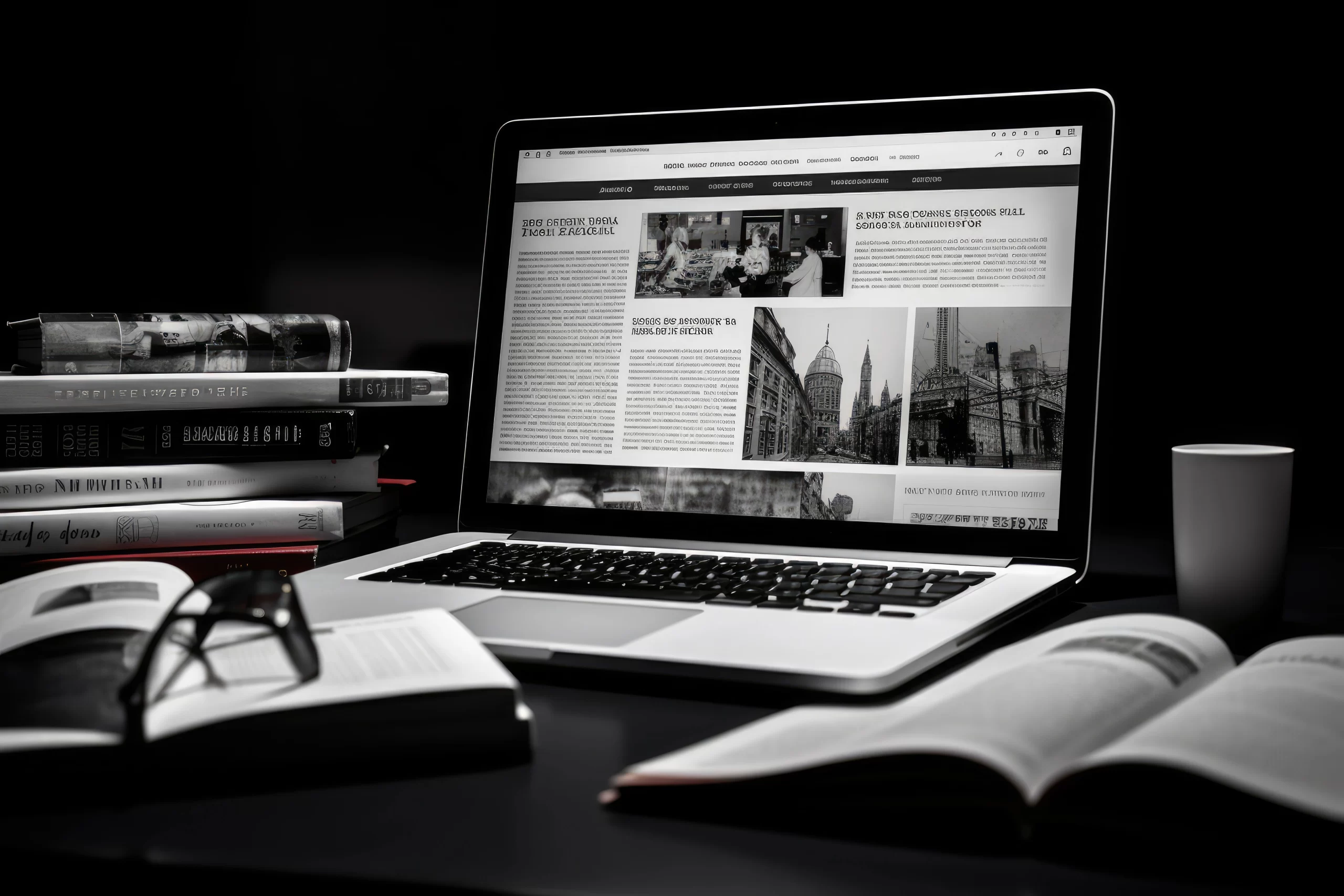 laptop-and-coffee-cup-on-wooden-table-black